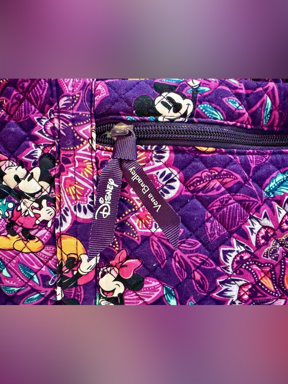Disney Vera Bradley Mickey & Minnie’s Flirty Floral Large Travel Duffel Bag - Picture 7 of 14
